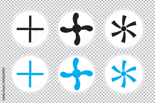 set of propeller icon, isolated on white background.