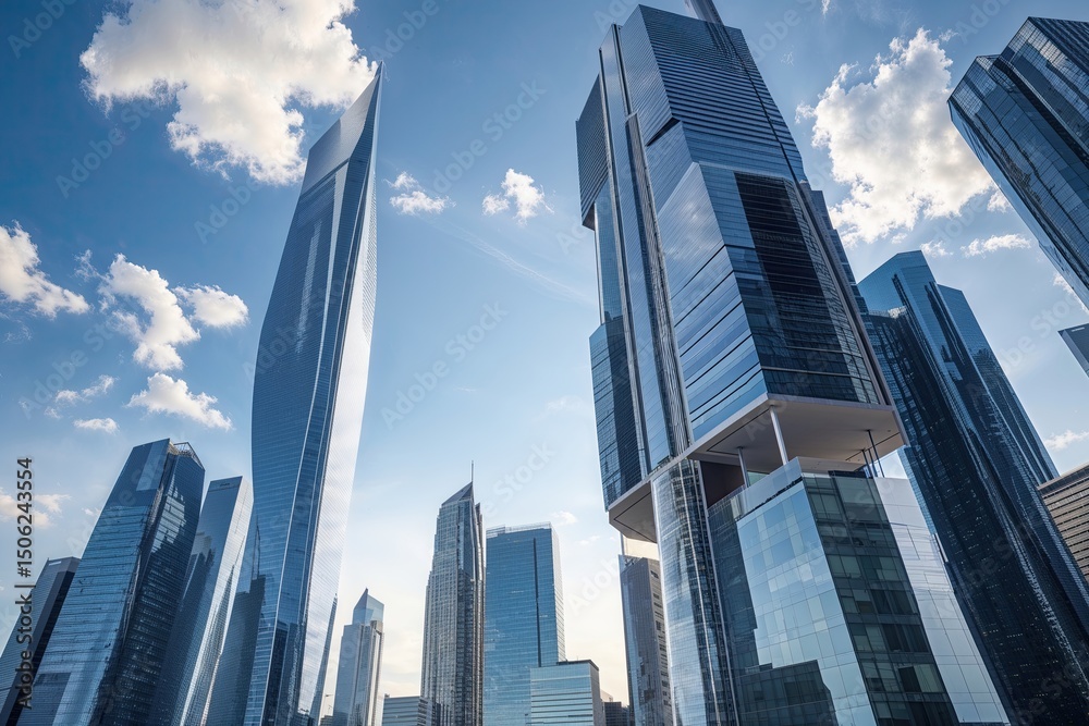 Obraz premium Shining Urban Skyscrapers and Modern Office Towers in Architectural Design