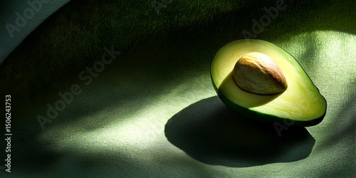 Minimalist Half Avocado with Shadow on Neutral Background
