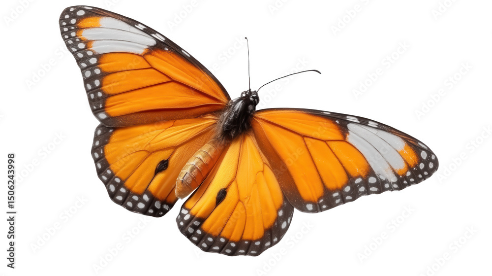 Fototapeta premium Beautiful Orange and White Butterfly in Flight