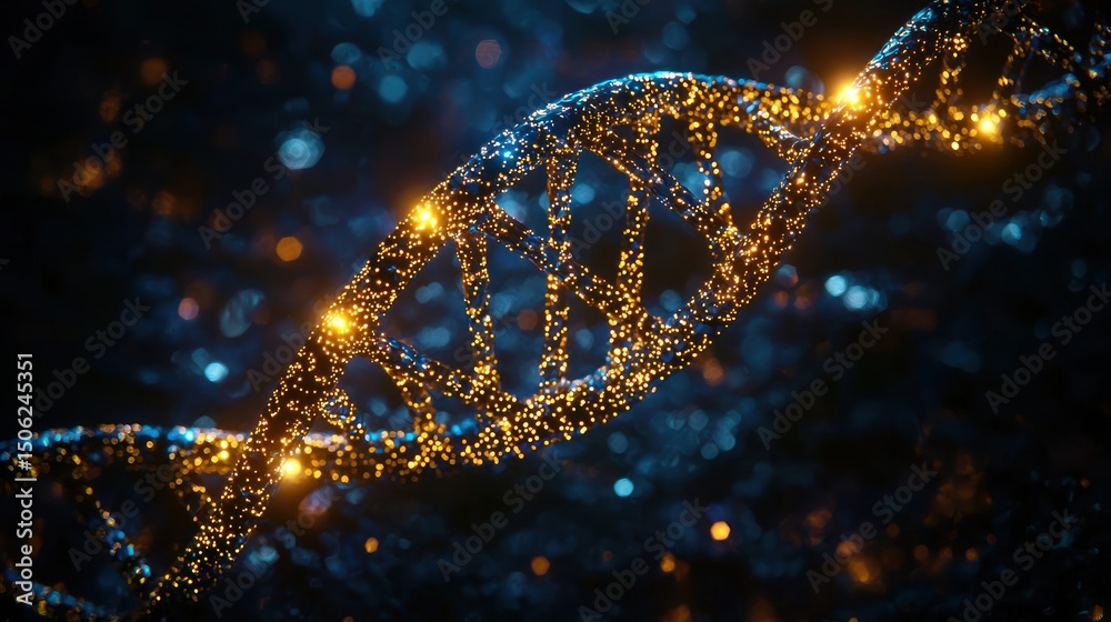 Luminous DNA Strand, microscopic view of life's code. Luminous DNA Strand, microscopic view of life's code.