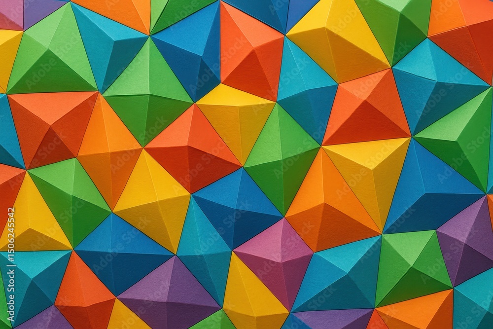 Fototapeta premium Colorful Origami Paper Abstract Wallpaper Background Folded Geometric Shapes Texture Pattern Contemporary Craft Art Design Style Vibrant Hues Graphic