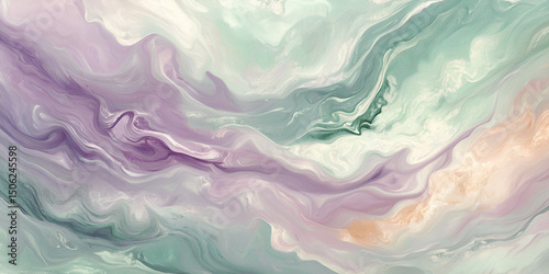 Abstract Pastel Marble Swirl in Mint Green and Lavender