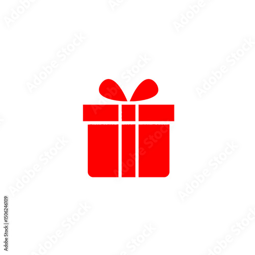 Red gift box with ribbon on a white background, concept of gift  