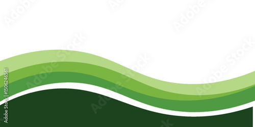 Abstract green wave background, Vector green line background curve element with white space for text and message design, overlapping layers.