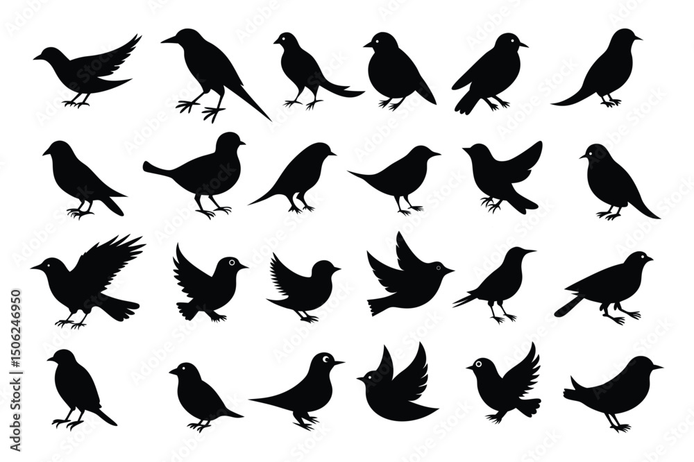 Obraz premium Bird Flying Silhouette Collection – Vector Pack & Clipart Set.