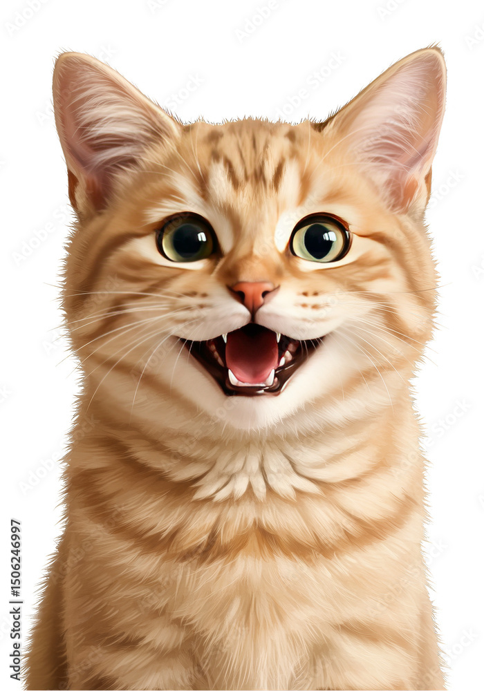 Obraz premium Funny Cute Tabby Cat Portrait Animal with Transparent Background