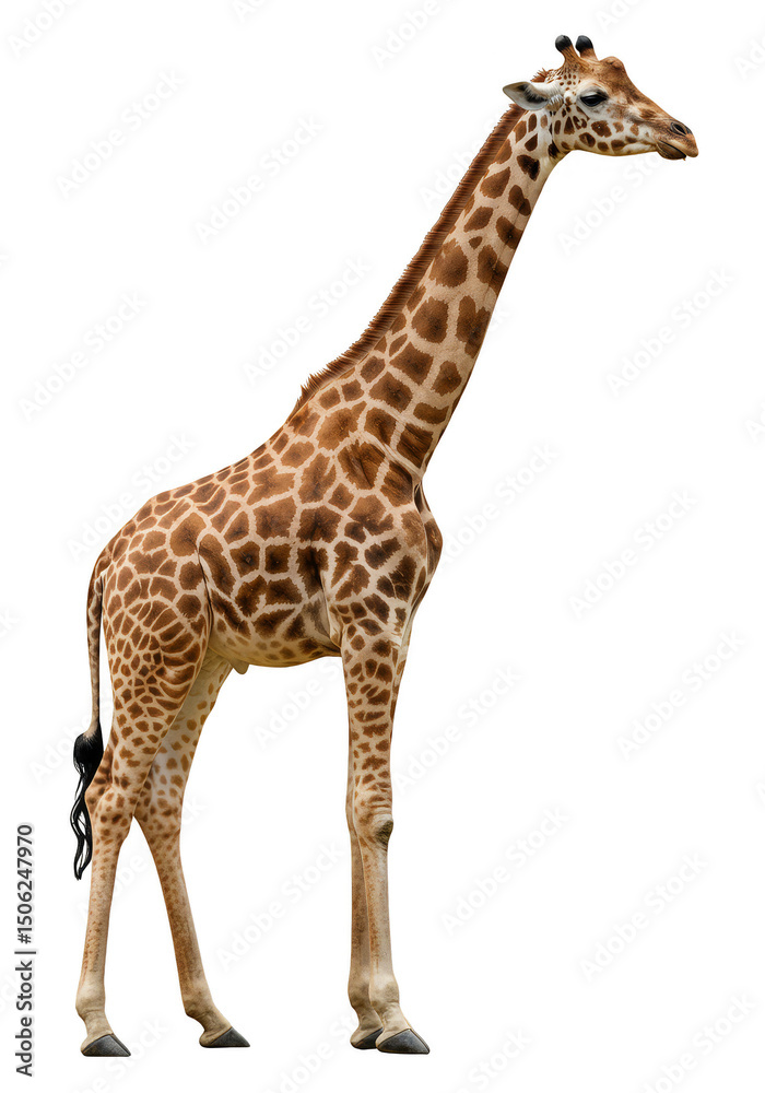 Obraz premium Giraffe Transparent Portrait Tall Animal Standing Isolated Wildlife