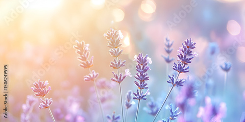 Lavender Flowers in Bloom with Soft Sunlight