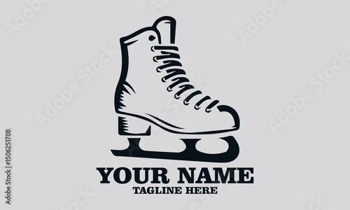 ice hockey skate glyph vector illustration and ice hockey skate glyph logo icon