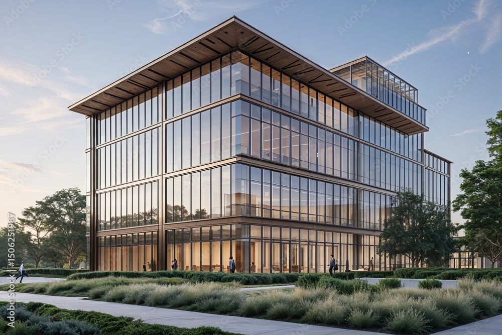 Stylish Office Structures with Large Windows: An Intricate Exterior Profile Stylish Office Structures with Large Windows: An Intricate Exterior Profile