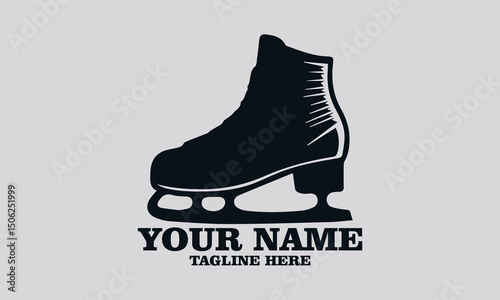 ice hockey skate glyph vector illustration and ice hockey skate glyph logo icon