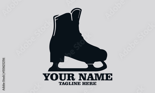 ice hockey skate glyph vector illustration and ice hockey skate glyph logo icon