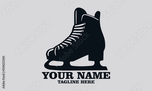 ice hockey skate glyph vector illustration and ice hockey skate glyph logo icon