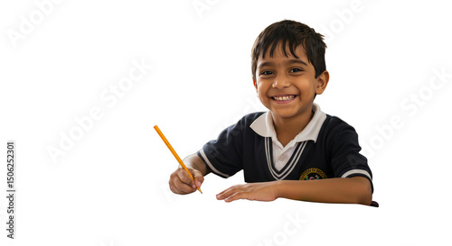 Happy Student Boy Smiles in Classroom Education Transparent Background