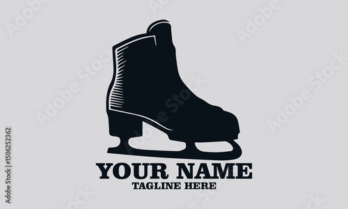 ice hockey skate glyph vector illustration and ice hockey skate glyph logo icon