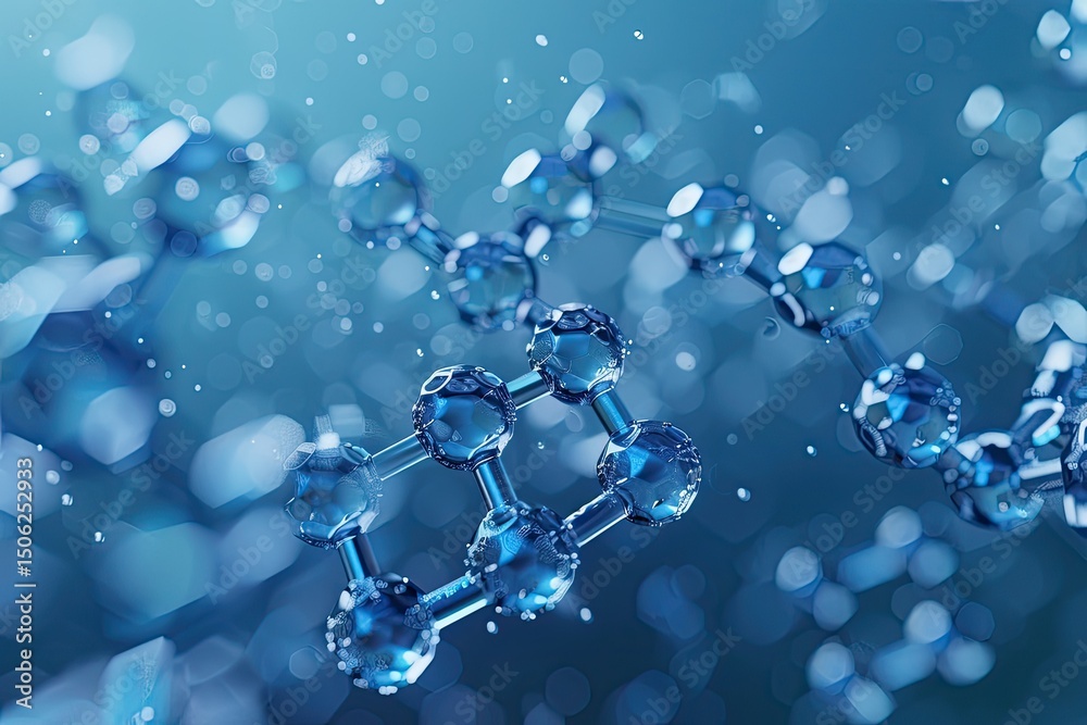 Ultra Hd Visual of Molecule Structure with Hexagonal Shape, 3D RenderingHigh Detail, 8K Ultra Hd Visual of Molecule Structure with Hexagonal Shape, 3D RenderingHigh Detail, 8K