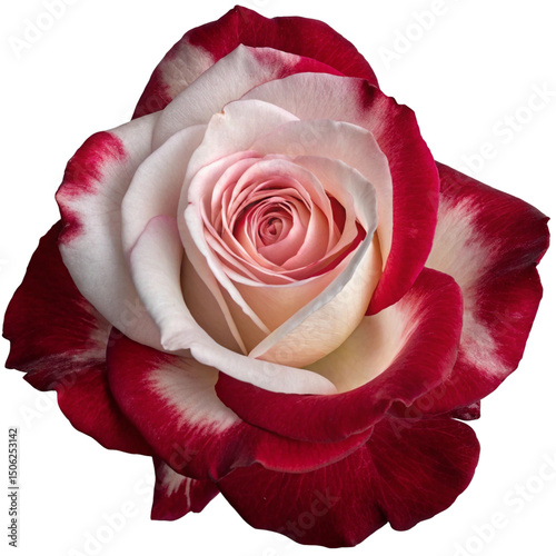 Osiria Rose Isolated on Transparent Background – Bicolor Red and White Rose in 4K photo