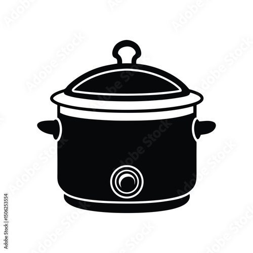 slow cooker silhouette black and white vector illustration