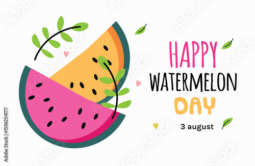 Watermelon Day 3 august card banner invitation poster