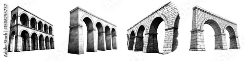 Majestic ancient architectural landmarks with arched columns