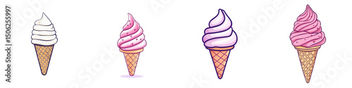 Assortment of colorful ice cream cones