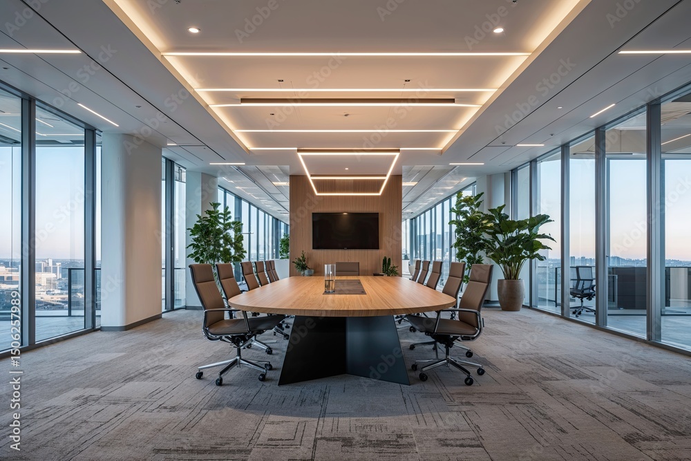 Fototapeta premium Modern Office Space Design with Cutting-Edge Corporate Architecture and Innovative Workspace Solutions