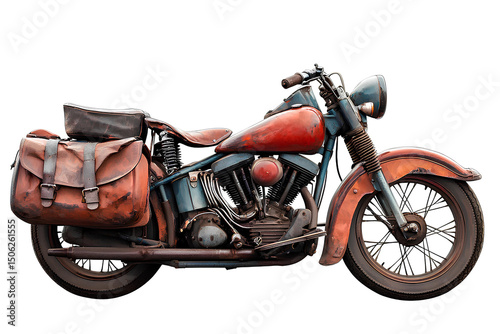 Vintage motorcycle on transparent background