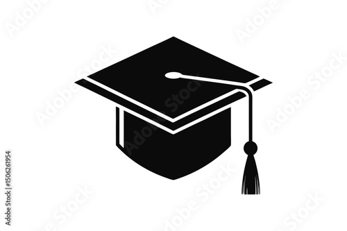 graduation cap silhouette black and white vector illustration