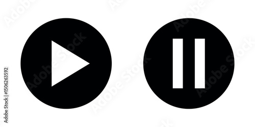 play and pause button icon. music player icon. media player icon. audio and video player. play and pause icon for app, ui and website. vector illustration on transparent background. 
