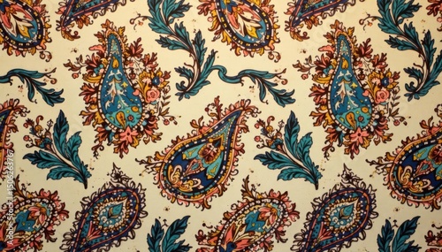 Classic paisley motif in muted earth tones, repeating pattern , muted, neutral, pattern repeat