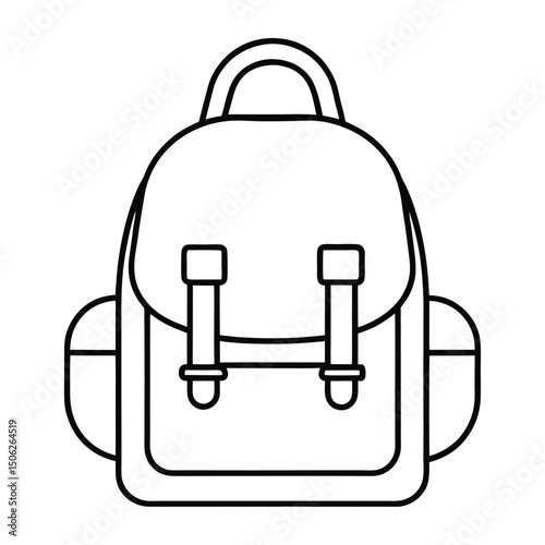  school bag backpack with straps line art vector icon for apps and websites vector art 