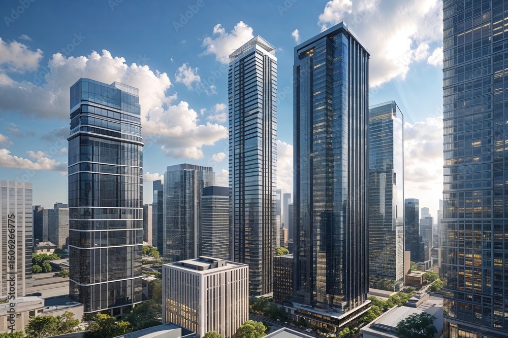 Fototapeta premium Contemporary Skyscrapers in City Business Districts
