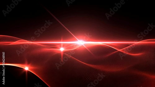 Abstract red wave design with glowing light