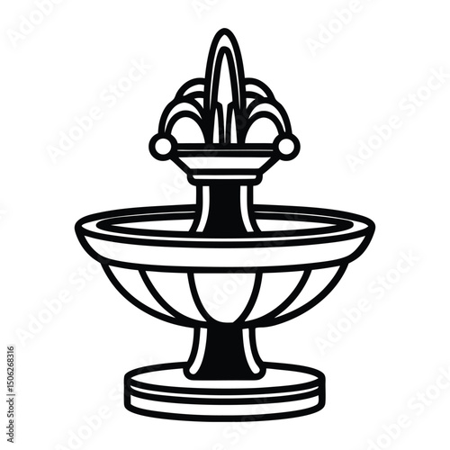 a Fountain icon, vector silhouette illustration
