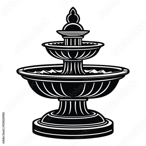 a Fountain icon, vector silhouette illustration
