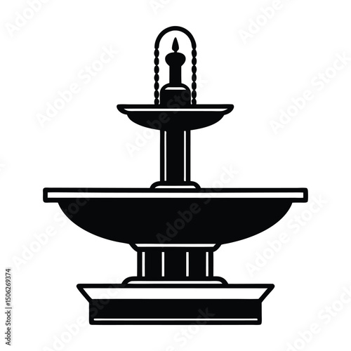 a Fountain icon, vector silhouette illustration