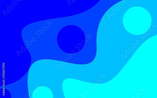 Flat blue background with geometric shapes