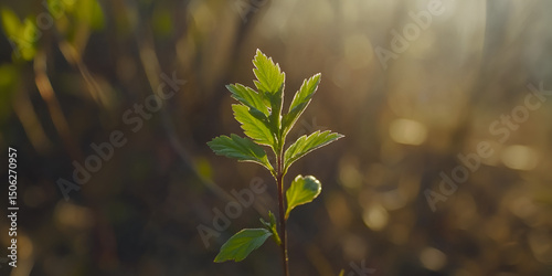 New Plant Sprout Emerging from Forest Floor