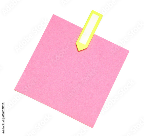 Pink sticky note isolated o...