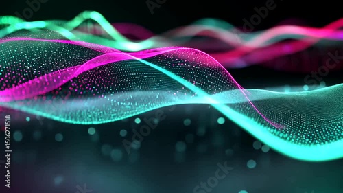 Abstract digital wave patterns in vibrant pink and teal colors