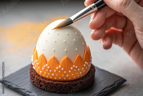 Cake decoration with brush dessert culinary art food design