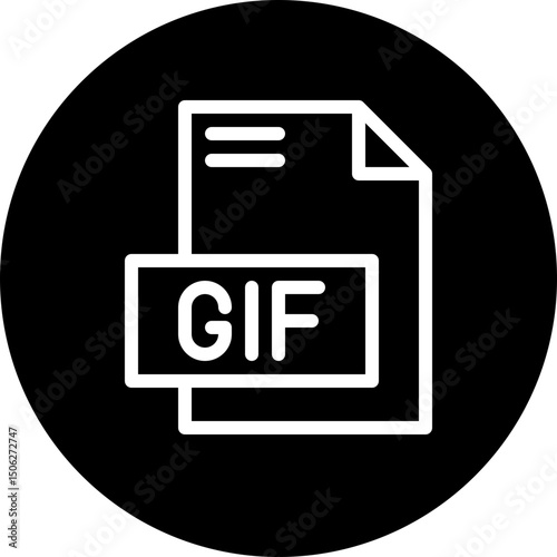 GIF File Format Vector Icon, Isolated On Abstract Background. Circular Icon.