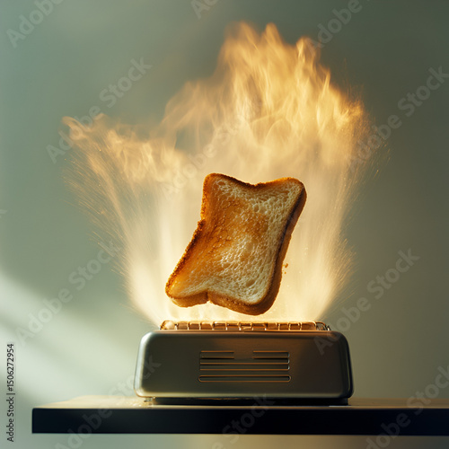 Golden Toast Slice with Splash Effect on Dark Background