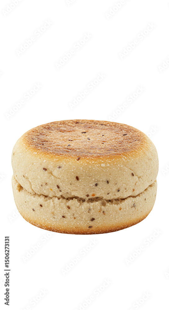 Isolated English Muffin Food Macro Photo with Brown and Golden Texture Isolated English Muffin Food Macro Photo with Brown and Golden Texture