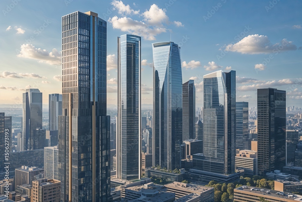 Fototapeta premium Contemporary Skyscrapers in Urban Cityscapes