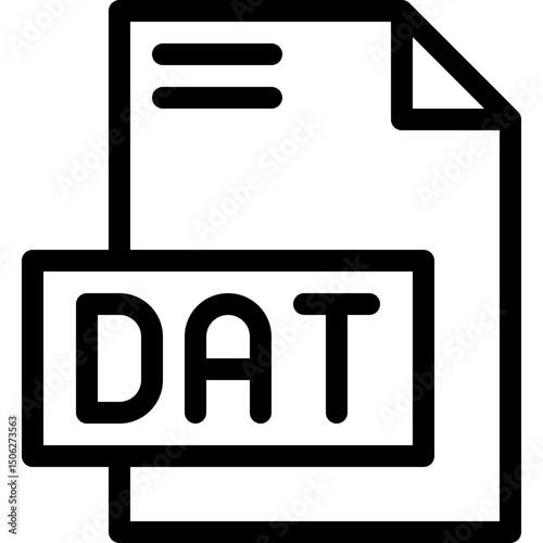 DAT File Format Vector Icon, Isolated On Abstract Background. Lineal Icon.