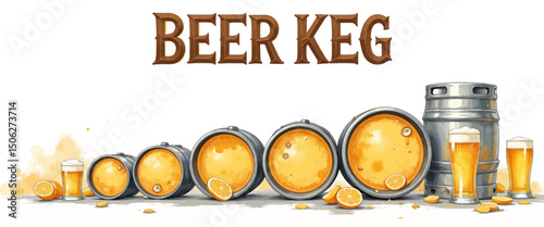 Beer Keg Celebration with Golden Ale and Orange Slices