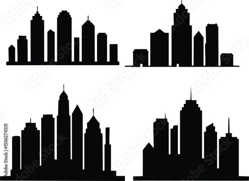 vector illustration of a city buildings silhouettes
