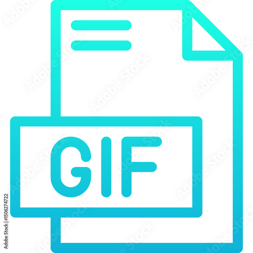 GIF File Format Vector Icon, Isolated On Abstract Background. Lineal gradient icon.